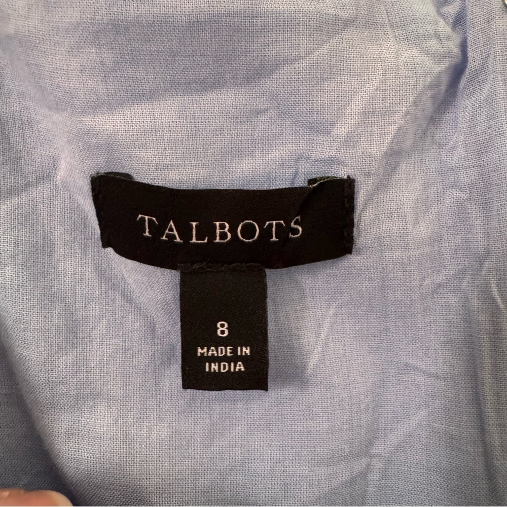 Talbots Embroidered Butterfly Linen Cotton Blend Shift Dress Blue Size 8 - Picture 7 of 9
